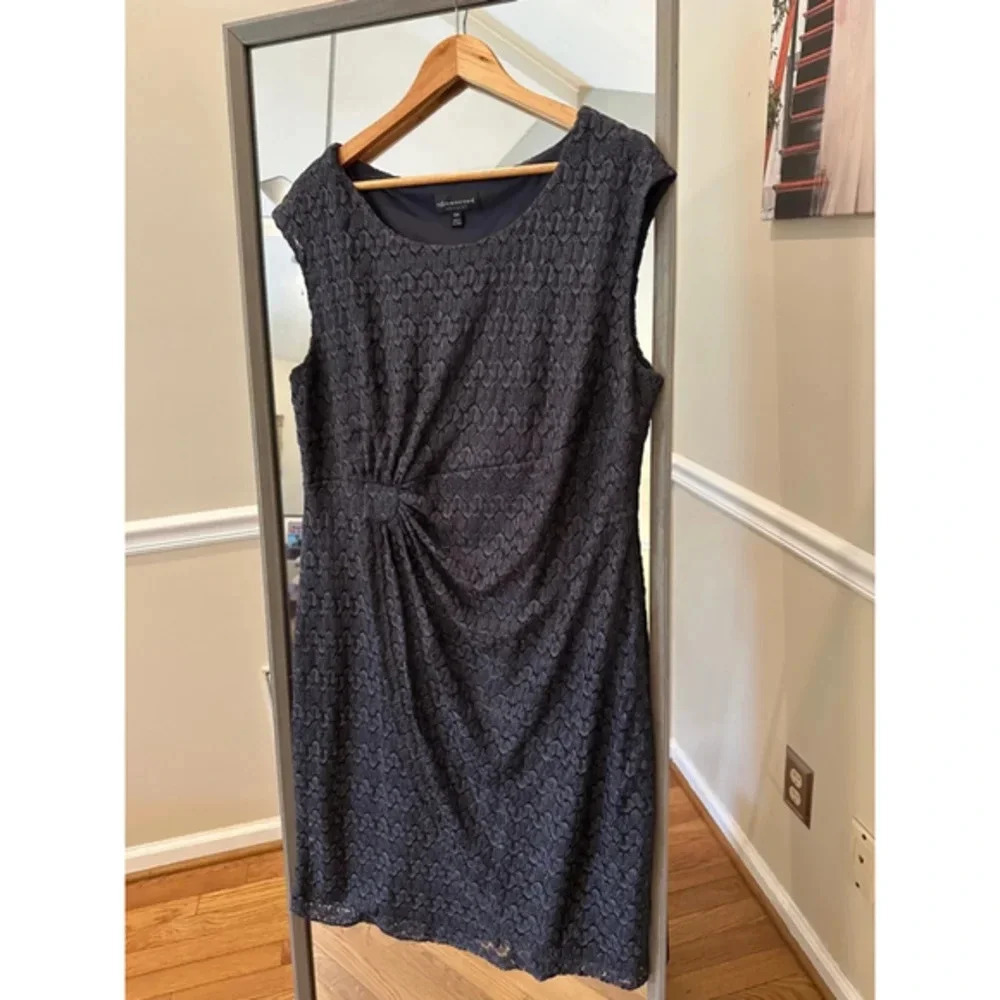 Sleeveless Navy Textured Sheath Dress NWOT